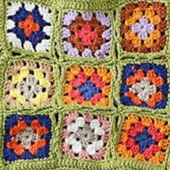 Crochet Granny Square Mini Tote Bag Green - Picture 2 of 3